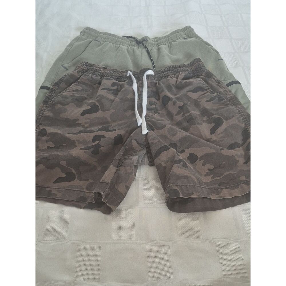 Old Navy Bundle Of 2 Olive and Brown Camo Drawstring Athletic Shorts